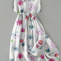 BLOSH | Kwiatowa sukienka z wiązaniem w talii w modnym stylu