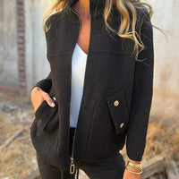 LALA | Stylowa kurtka z wysokim kołnierzem i kieszeniami