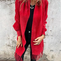 BILA | Płaszcz z długim rękawem i frędzlami na co dzień