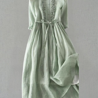 ARIAH | Sukienka Damska w Stylu Retro z Okrągłym Dekoltem i Wiązaniami w Talii