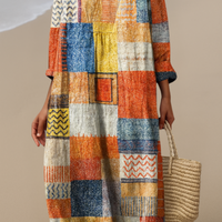 SOFIE | Sukienka Patchwork Boho – Artystyczny styl, komfort przez cały dzień